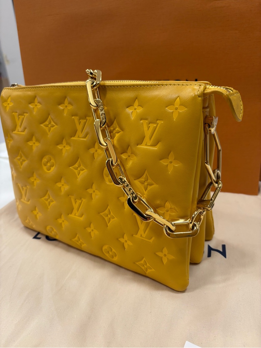 Louis Vuitton Yellow Coussin with Chain